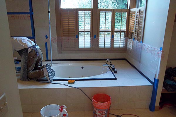 Limestone tub surround action